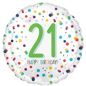 Confetti Birthday 21 Foil Balloon 45cm Each