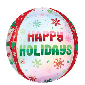 Happy Holidays Shimmer Orbz Balloon 38cm x 40cm Each