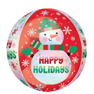 Happy Holidays Shimmer Orbz Balloon 38cm x 40cm Each