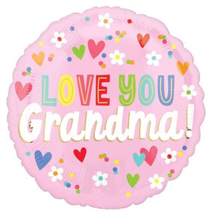 Love You Grandma Hearts Foil Balloon 45cm Each