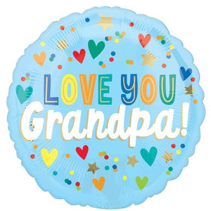 Love You Grandpa Hearts Foil Balloon 45cm Each