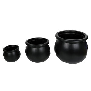 Fright Night Black Plastic Cauldron 3pk