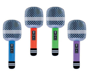 Inflatable Microphones Assorted Colours 26.6cm 4pk