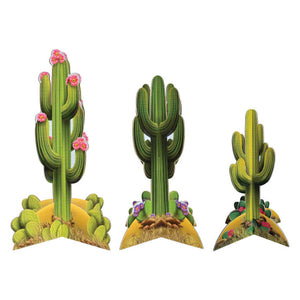 Western 3D Cactus Centrepieces 3pk