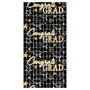 Congratulations Grad Metallic Square Curtain 97 cm x 1.98 m Each