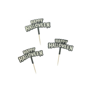 Retro Halloween Glow in the Dark Cupcake Topper 12pk