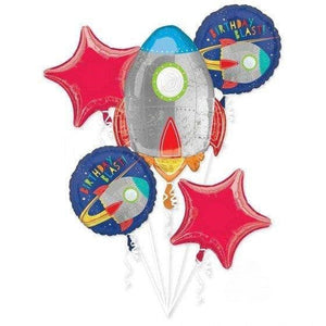 Balloon - Airwalkers & Bouquets Blast Off Birthday Balloon Bouquet 5pk