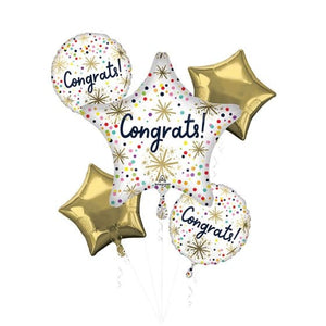 Balloon - Airwalkers & Bouquets Confetti Sprinkles Congrats Balloon Bouquet 5pk