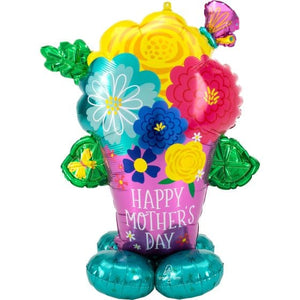 Balloon - Airwalkers & Bouquets Happy Mother's Day Pretty Flower Pot AirLoonz Balloon 99cm x 134cm Each