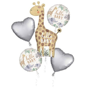 Balloon - Airwalkers & Bouquets Hello Baby Soft Jungle Baby Balloon Bouquet 5pk