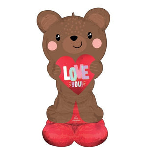 Balloon - Airwalkers & Bouquets Satin Brown Love You Bear AirLoonz Balloon 68cm x 124cm Each