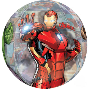 Balloon - Bubble, Orbz & Cubez Avengers Marvel Powers Unite Clear Orbz Balloon 38cm x 40cm Each