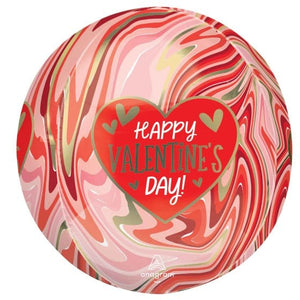 Balloon - Bubble, Orbz & Cubez Happy Valentine's Day Twisty Marble Orbz Balloon 38cm x 40cm Each