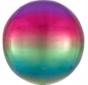 Balloon - Bubble, Orbz & Cubez Ombre Rainbow Orbz Foil Balloons 38cm x 40cm  Each