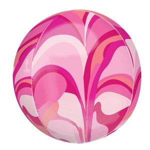 Balloon - Bubble, Orbz & Cubez Pink Macro Marble Orbz Balloon 40cm Each