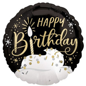 Balloon - Foil Birthday Wishes Black, Silver & Gold Foil Balloon 45cm Each