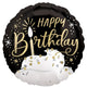 Balloon - Foil Birthday Wishes Black, Silver & Gold Foil Balloon 45cm Each