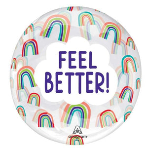 Balloon - Foil Feel Better Rainbows Printed Clearz Stretchy Balloon 45cm Each