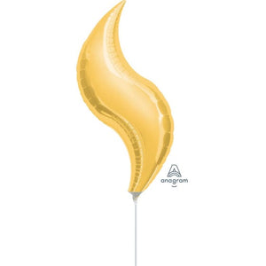 Balloon - Foil Gold Curve Mini Shape Foil Balloon 18cm x 48cm Each