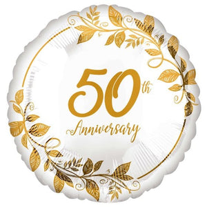 Balloon - Foil Happy 50th Anniversary Foil Balloon 45cm Each