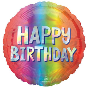 Balloon - Foil Happy Birthday Silver Ombre Holographic Foil Balloon 45cm Each