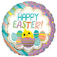 Balloon - Foil Happy Easter Chicky Stripes & Dots Foil Balloon 45cm Each