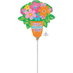 Balloon - Foil Happy Mother's Day Bright Flowers Mini Shape Foil Balloon Each