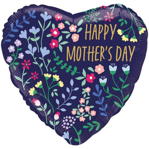 Balloon - Foil Happy Mother's Day Floral Foil Balloon 45cm Each