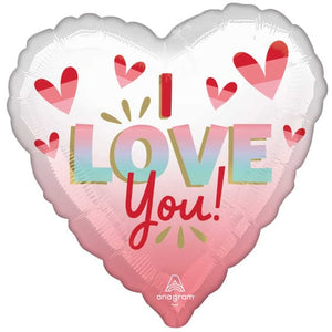 Balloon - Foil Happy Valentine's Day Diffused Ombre Hearts Foil Balloon 45cm Each