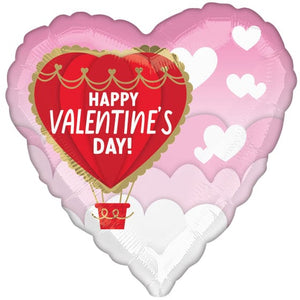 Balloon - Foil Happy Valentine's Day Hot Air Balloon Foil Balloon 45cm Each