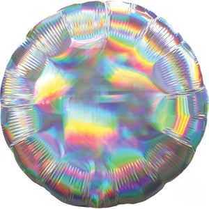 Balloon - Foil Holographic Iridescent Silver Circle Foil Balloon 45cm Each