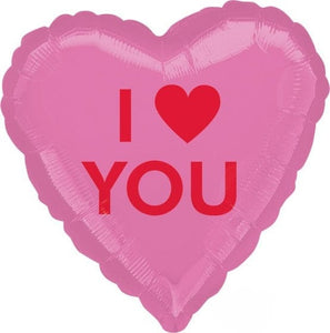 Balloon - Foil I Heart You Candy Pink Heart Foil Balloon 45cm Each