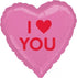 I Heart You Candy Pink Heart Foil Balloon 45cm Each