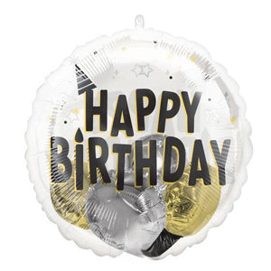 Balloon - Foil Insiders Black, Silver & Gold Birthday Party Foil Balloon Each