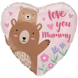 Balloon - Foil Love You Mummy Bear Foil Balloon 45cm Each