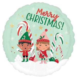 Balloon - Foil Merry Christmas Elves Foil Balloon 45cm Each