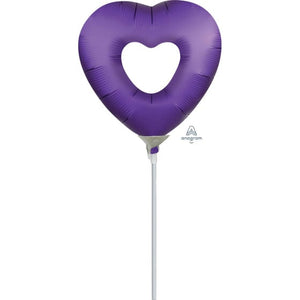 Balloon - Foil Open Heart Purple Royale Mini Shape Foil Balloon Each