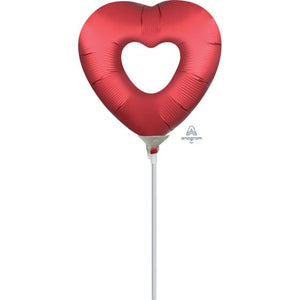 Balloon - Foil Open Heart Sangria Red Mini Shape Foil Balloon Each