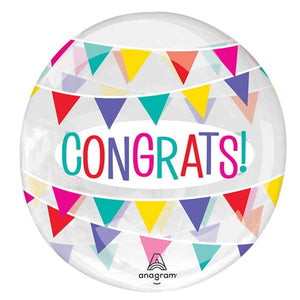 Balloon - Foil Printed Clearz Congrats Banner Stretchy Foil Balloon 45cm Each