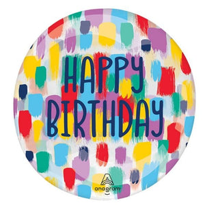 Balloon - Foil Printed Clearz Happy Birthday Painterly Stretchy Foil Balloon 45cm Each