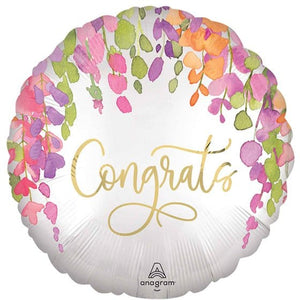 Balloon - Foil Satin Floral Congrats Foil Balloon 45cm Each