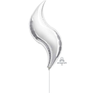 Balloon - Foil Silver Curve Mini Shape Foil Balloon 18cm x 48cm Each