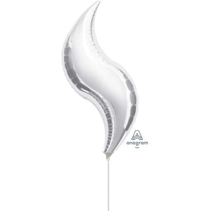 Balloon - Foil Silver Curve Mini Shape Foil Balloon 25cm x 71cm Each