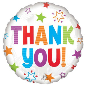 Balloon - Foil Thank You Colourful Stars Foil Balloon 45cm Each