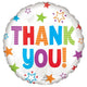 Balloon - Foil Thank You Colourful Stars Foil Balloon 45cm Each