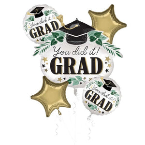 Balloon - Foil You did it GRAD Ivy Satin Foil Balloon Bouquet 5pk