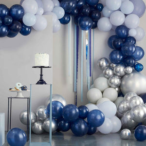 Balloon - Plain Latex Blue & Silver Chrome Mixed Balloon Arch