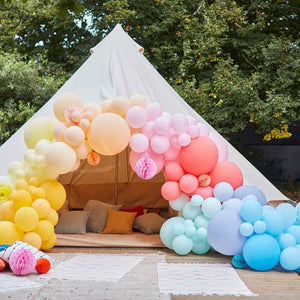 Balloon - Plain Latex Brights Balloon Arch & Paper Honeycombs & Fans