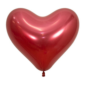 Balloon - Plain Latex Hearts Metallic Reflex Crystal Red Latex Balloons 35cm 12pk