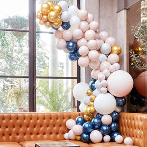 Balloon - Plain Latex Marble Grey & Gold Chrome Large Balloon Arch